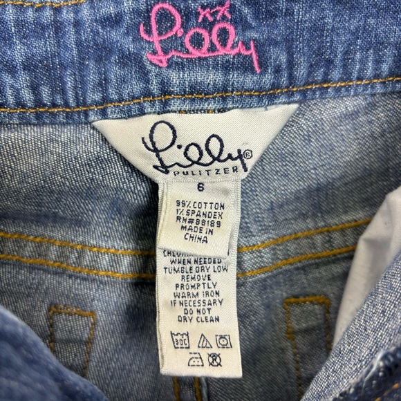 Lilly Pulitzer Mid-Rise Cropped Jeans Straight Leg Blue Denim Capris Size 6 - Picture 9 of 15